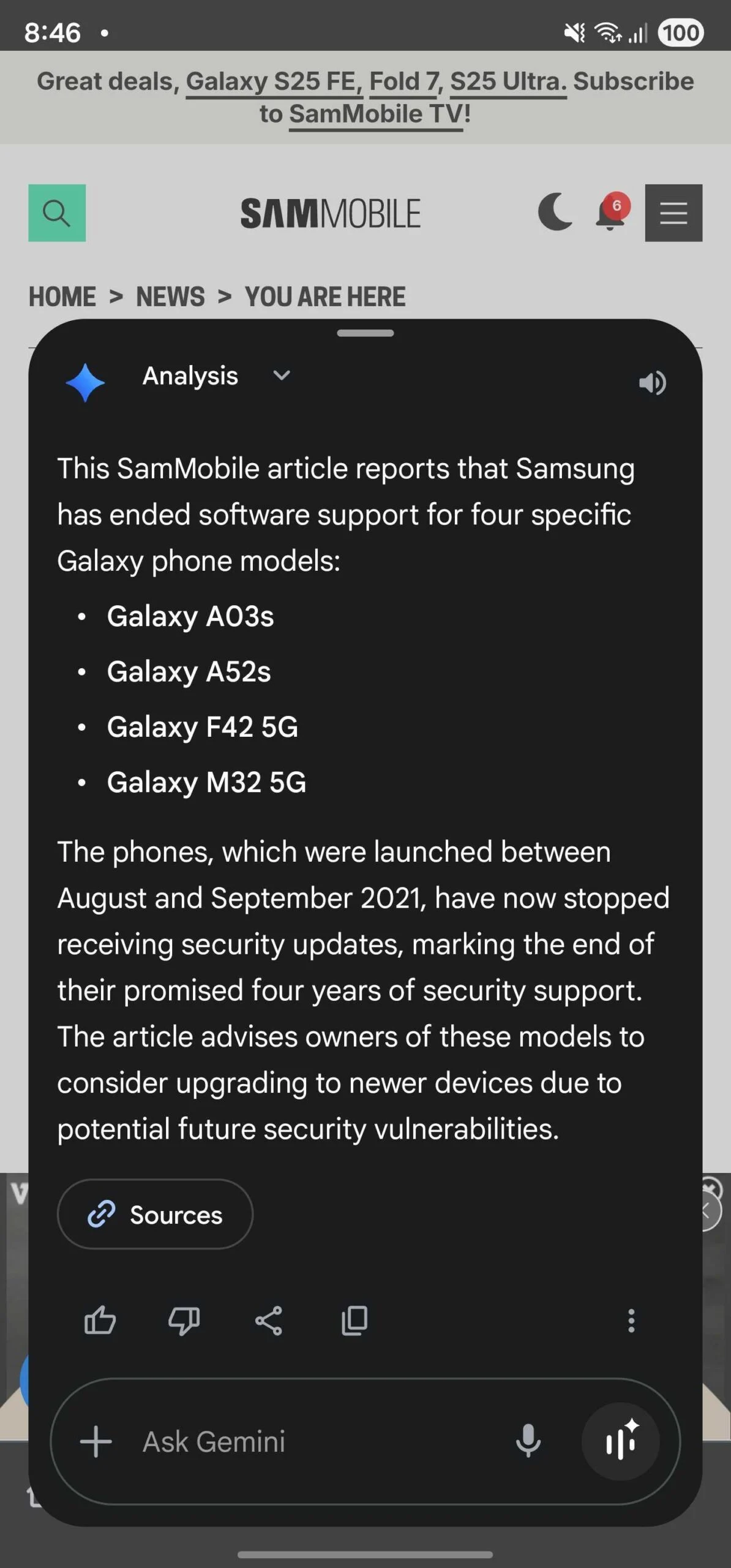 σύνοψη ιστοσελίδας google gemini για chrome android