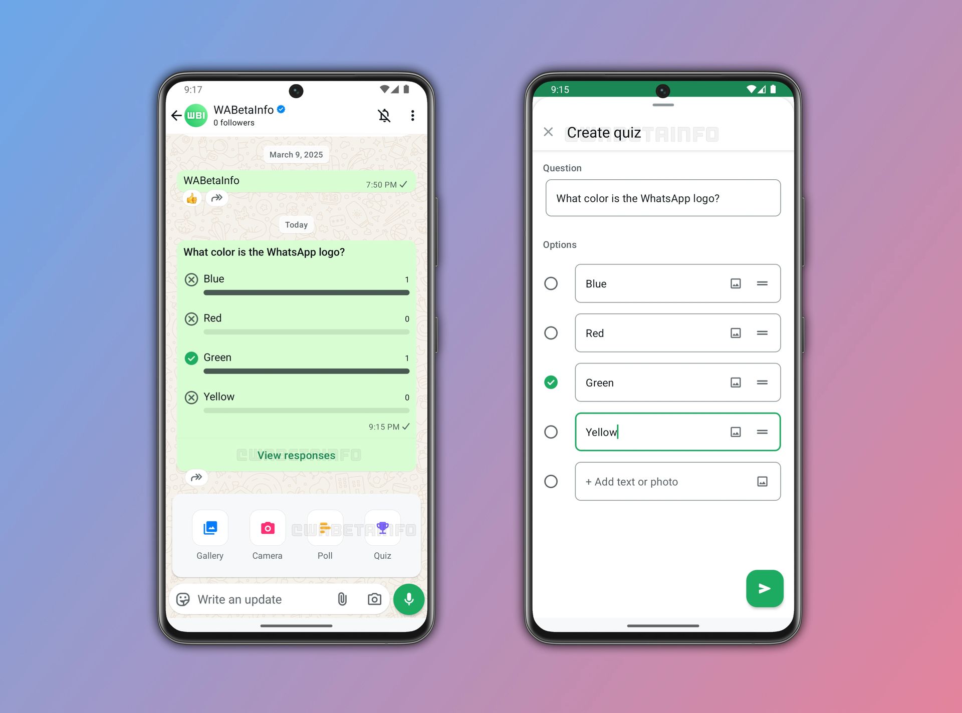 Το WhatsApp δοκιμάζει τη λειτουργία Channel Quiz που μετατρέπει τους ακόλουθους σε διαγωνιζόμενους