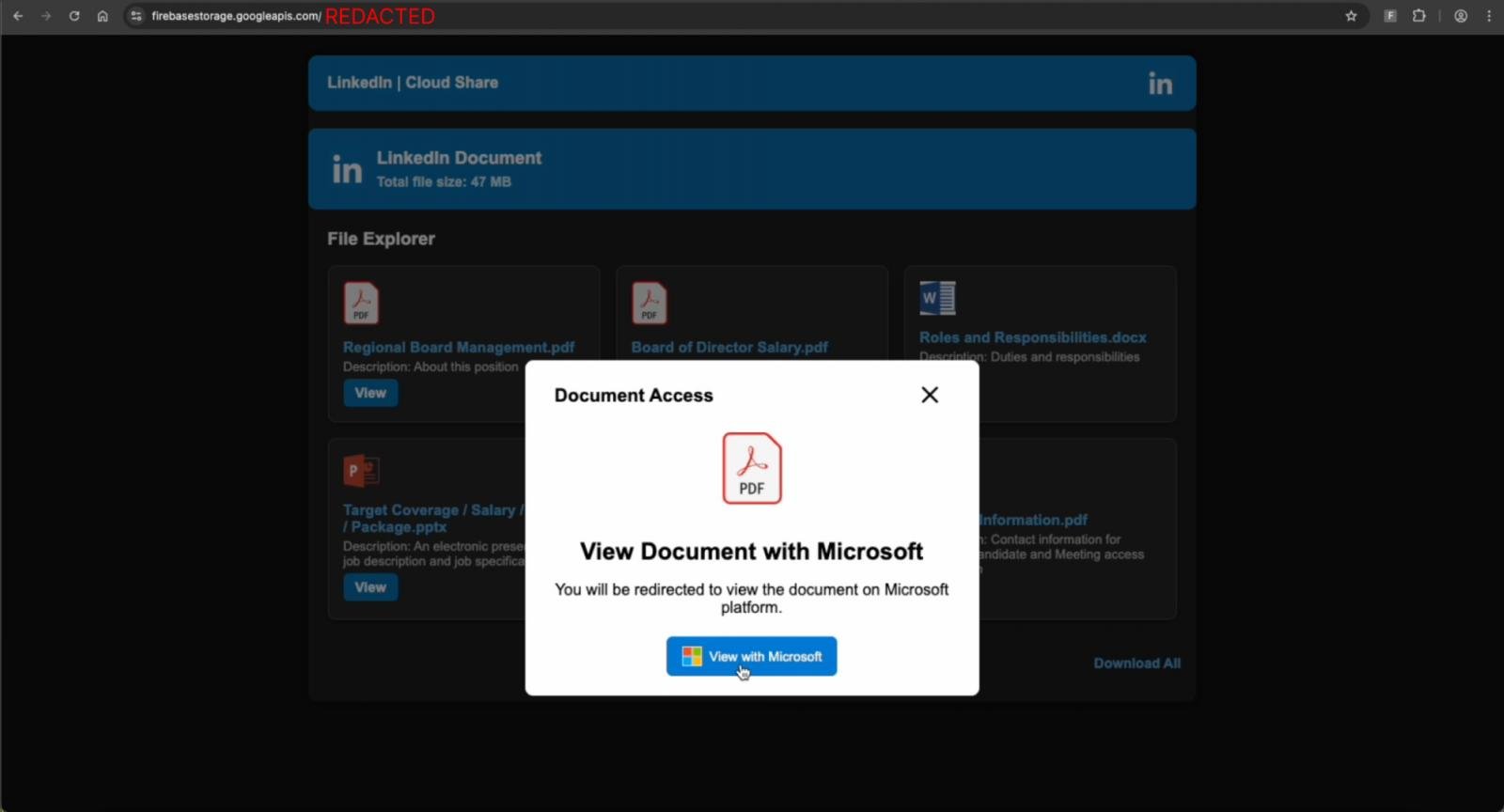 Πλατφόρμα Fake LinkedIn Cloud Share στο Firebase