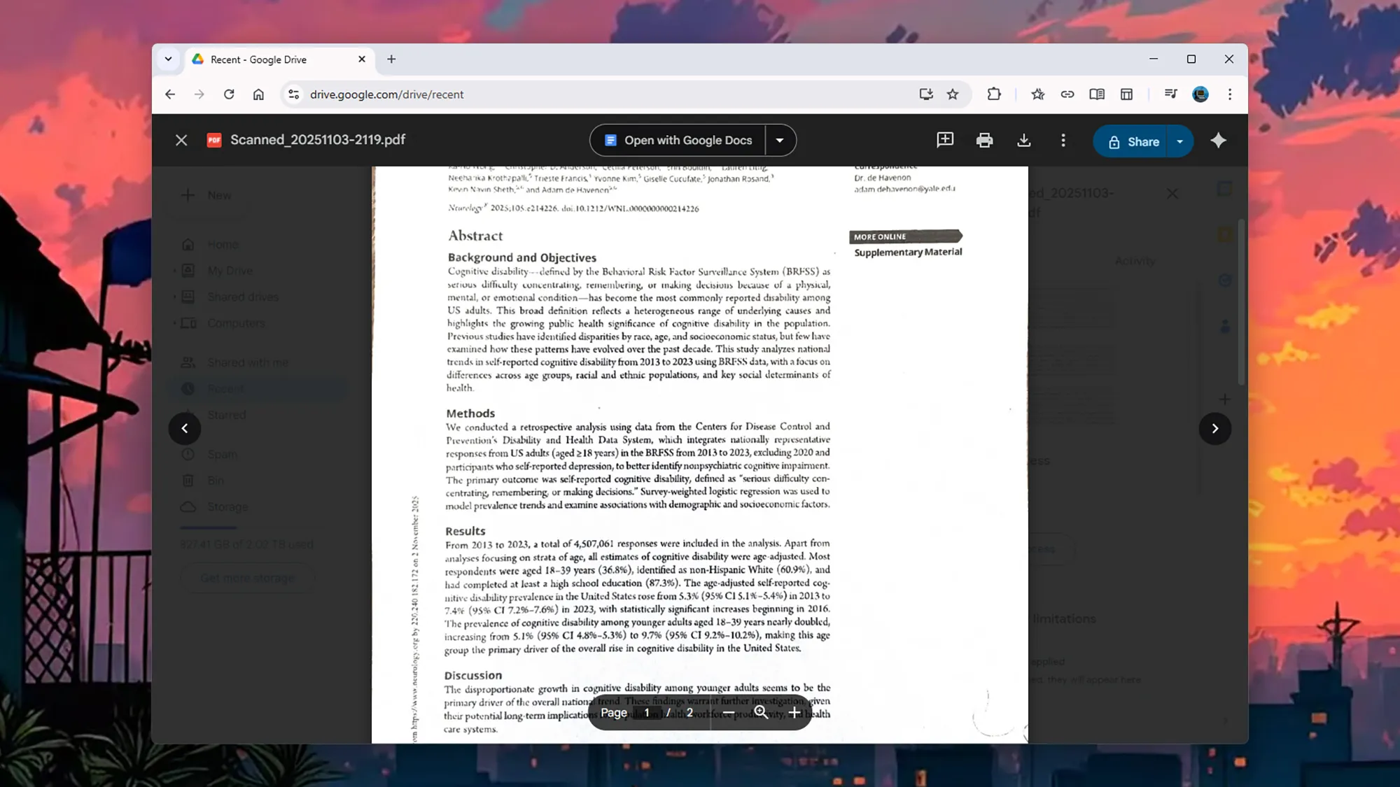 στιγμιότυπο οθόνης του εγγράφου στο google drive