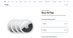 Ο ιστότοπος της Apple αναφέρει το AirTag 4-pack για 29 $ σε πιθανό σφάλμα τιμολόγησης
