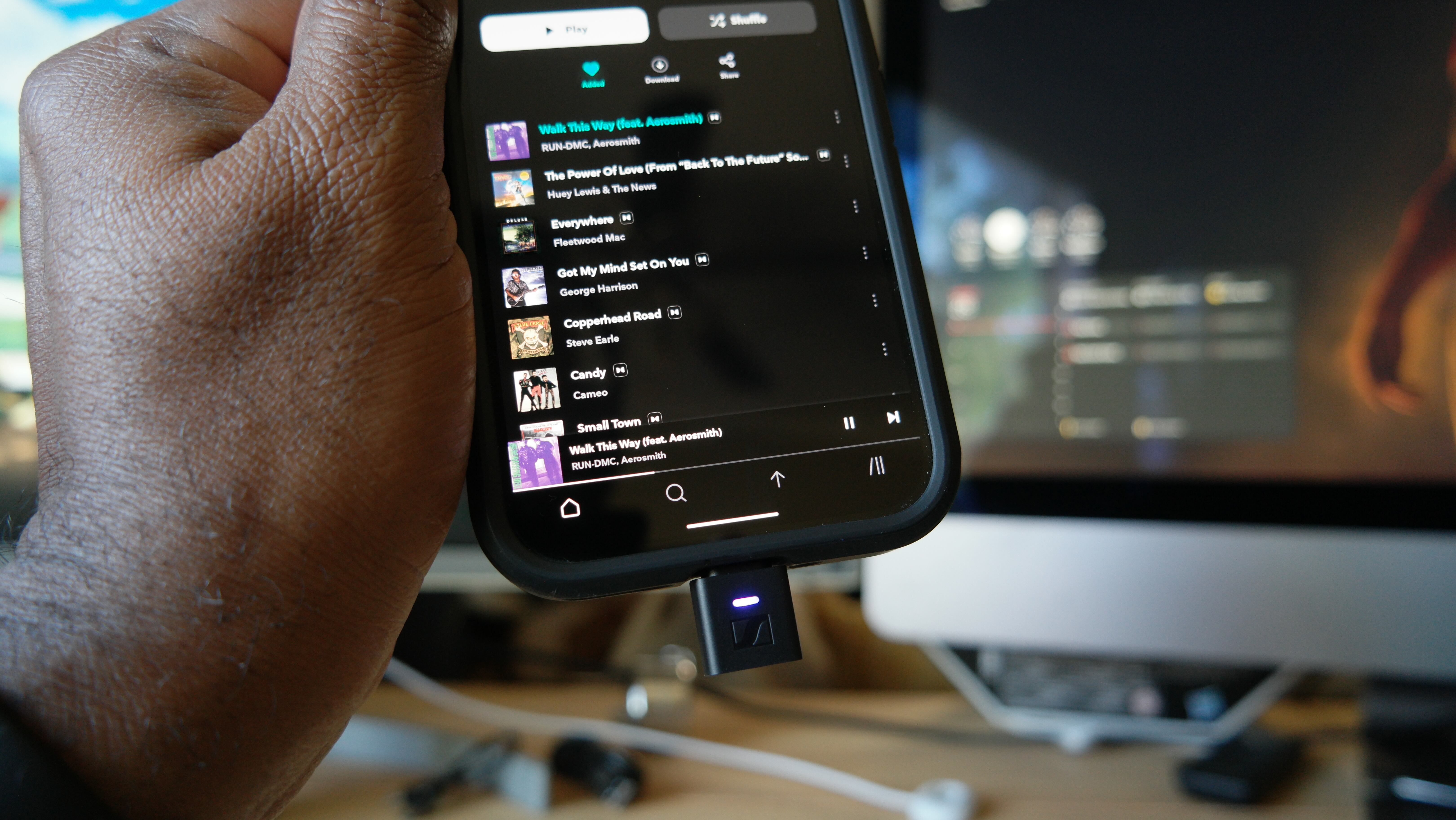 Bose QuietComfort Ultra Headphones (2nd Gen) connected to the Sennheiser BTD700 dongle