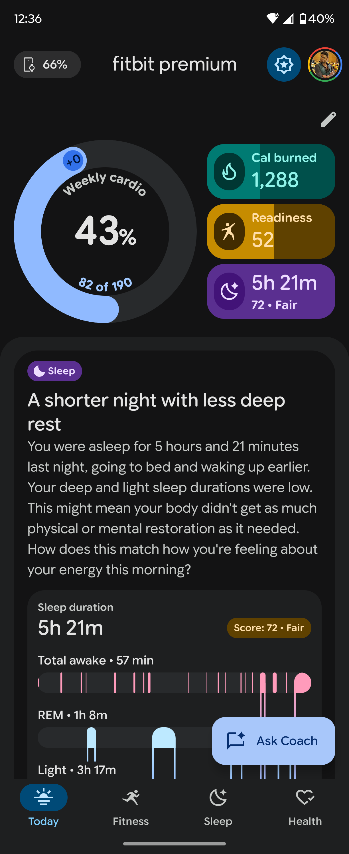 Προεπισκόπηση Fitbit Personal Health Coach