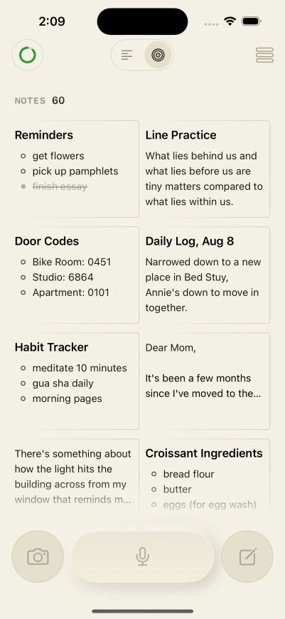 φωνητικές σημειώσεις στην εφαρμογή Stream Ring