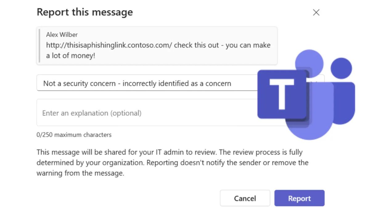 Η νέα δυνατότητα του Microsoft Teams επιτρέπει στους χρήστες να αναφέρουν μηνύματα που έχουν επισημανθεί εσφαλμένα ως απειλές ασφαλείας