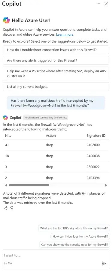 Ανακτήστε τις κορυφαίες επιτυχίες με την υπογραφή IDPS για ένα δεδομένο Τείχος προστασίας AZURE