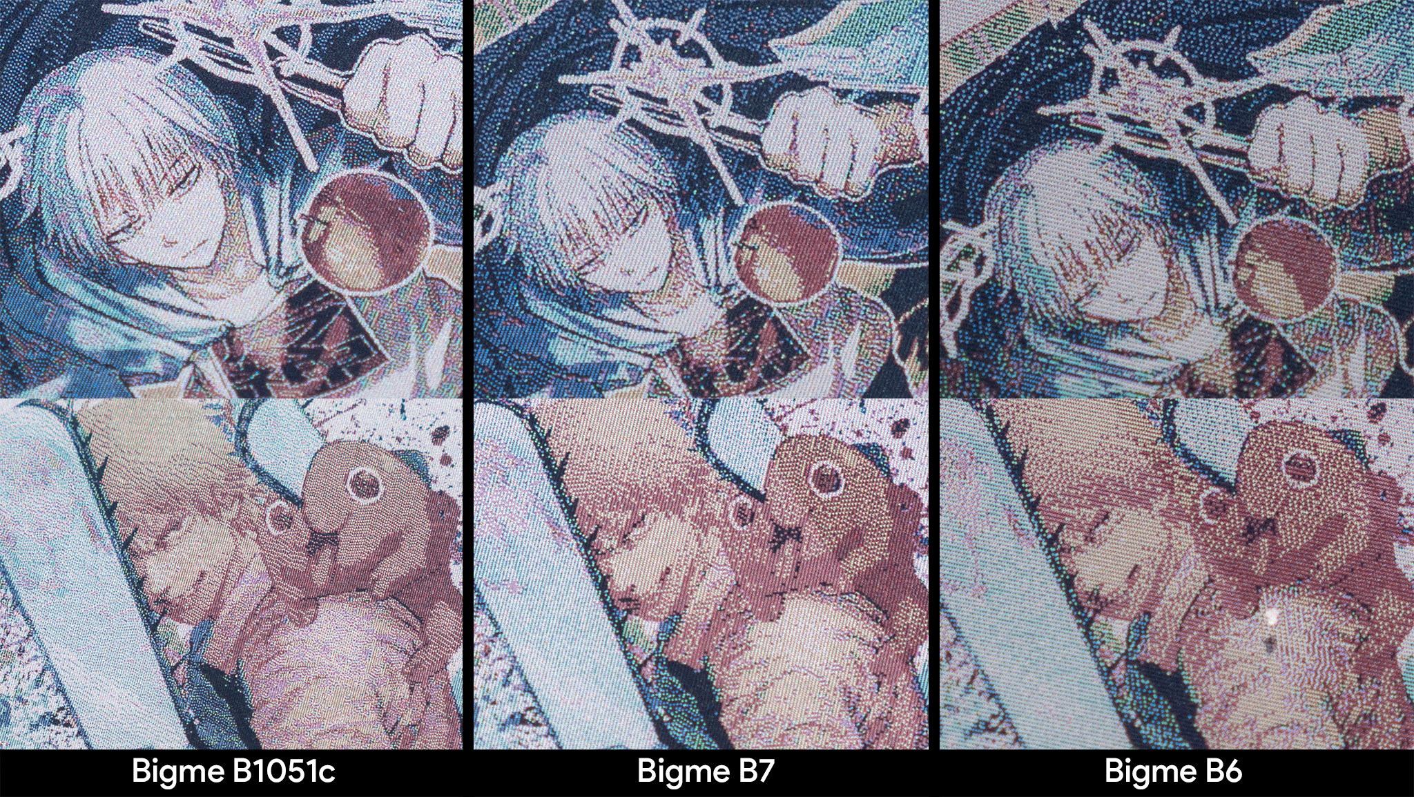 Σύγκριση της ποιότητας εικόνας του manga σε Bigme B1051C, Bigme B7 και Bigme B6