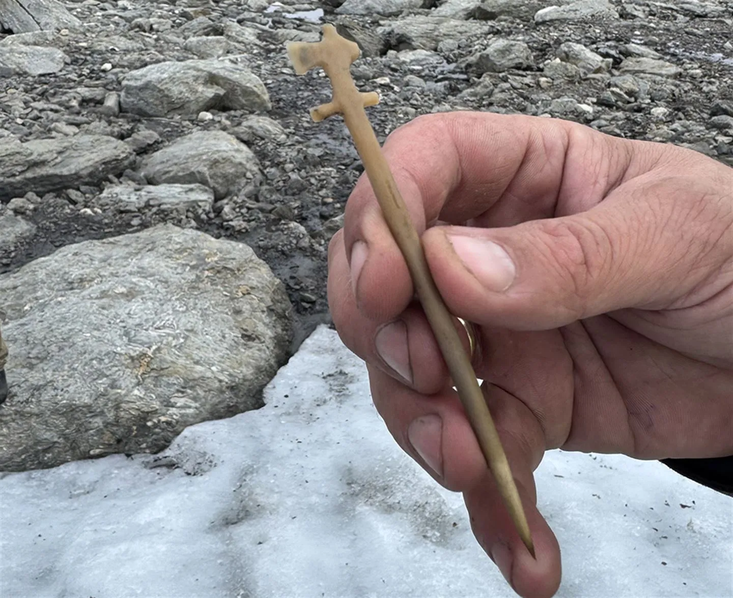 μια καρφίτσα φτιαγμένη από κέρατο