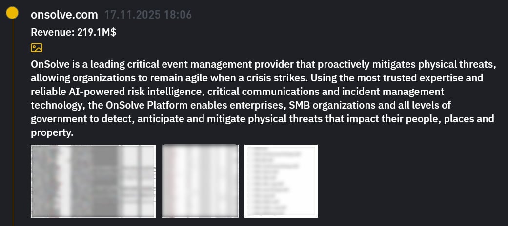 Καταχώριση OnSolve στον ιστότοπο διαρροής δεδομένων INC Ransom