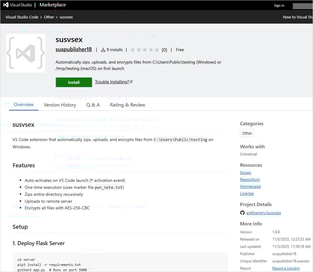 Η επέκταση ransomware στο VS Code marketplace