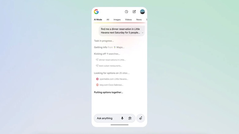 Η λειτουργία AI υποστηρίζει κρατήσεις πρακτόρων σε εστιατόρια.