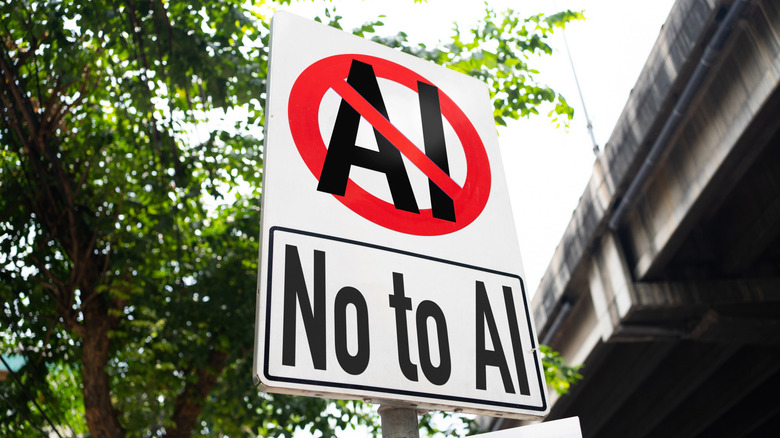 Ένα σημάδι διαμαρτυρίας AI