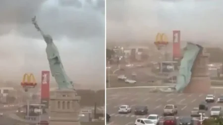 «Σοκαριστικό: Κατέρρευσε το αντίγραφο του Αγάλματος της Ελευθερίας στη Βραζιλία από τρομακτικούς ανέμους! (Δείτε το ΒΙΝΤΕΟ)»