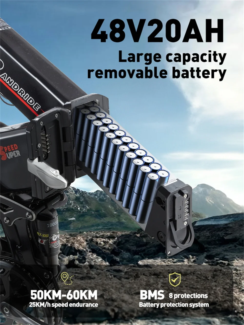 «Ανακαλύψτε το RANDRIDE YX20M-2: Το Επεξεργασμένο Μηχανάκι με Δύο Μοτέρ 500W που Σηκώνει Έως 180kg - Ιδανικό για Τα Δύσκολα!» Μπαταρία RANDRIDE YX20M-2