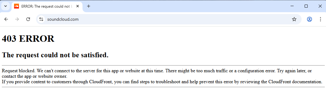 Το συνεχιζόμενο πρόβλημα του SoundCloud αποκλείει τους χρήστες VPN με σφάλμα διακομιστή 403 Σφάλμα 403 κατά την προσπάθεια επίσκεψης στο SoundCloud με σύνδεση VPN