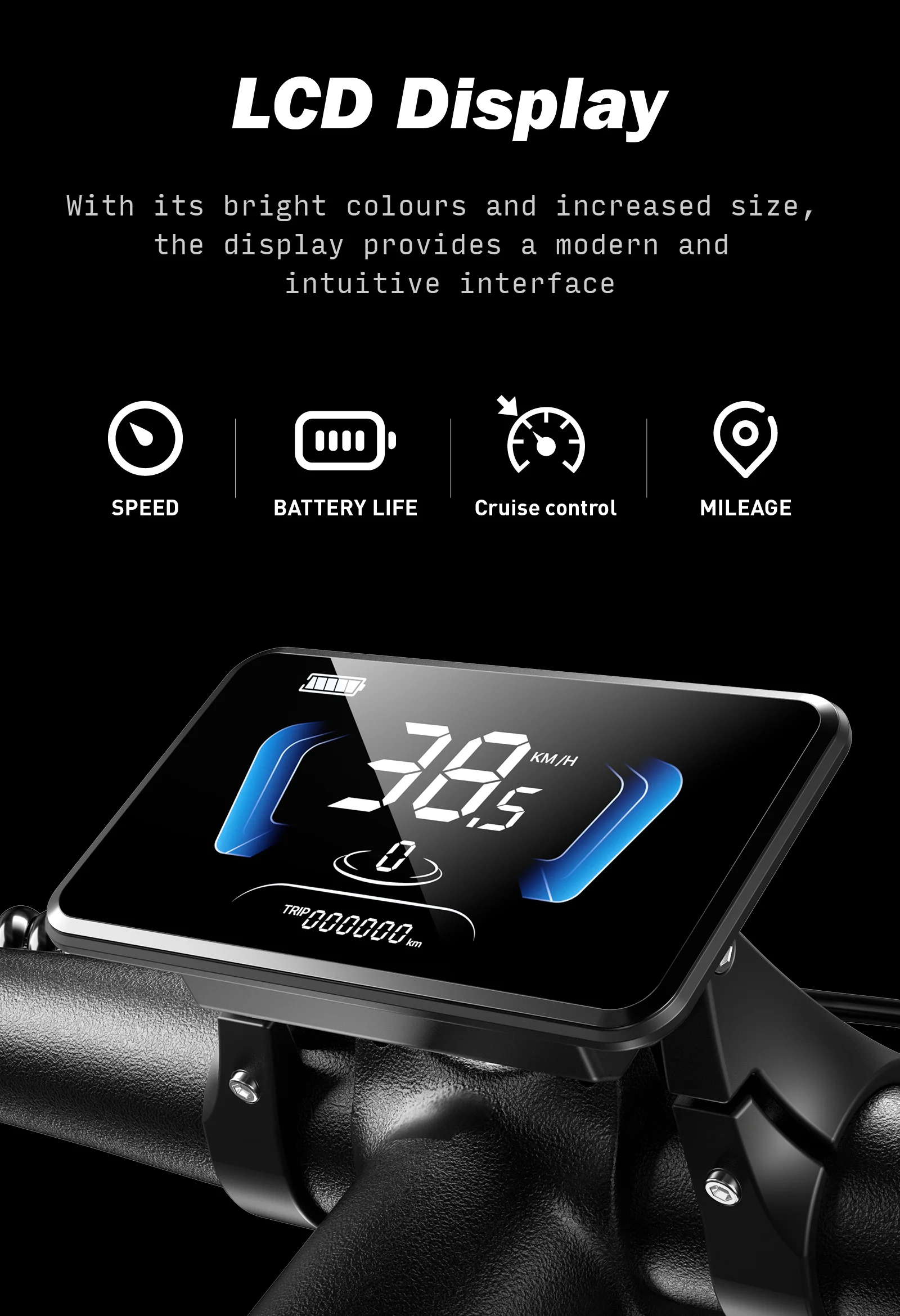 «RZOGUWEX RX700: Το ηλεκτρικό ποδήτατο με το περίεργο όνομα και την εκπληκτική μπαταρία 17.5Ah που θα σας αφήσει άφωνους!» Οθόνη ενδείξεων RZOGUWEX RX700