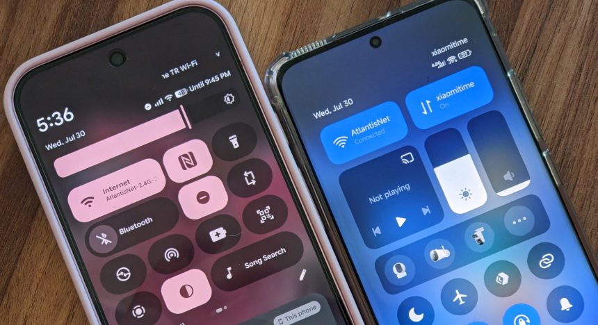 Android 16 QPR2 vs HyperOS 3 Σύγκριση Κέντρου Ελέγχου