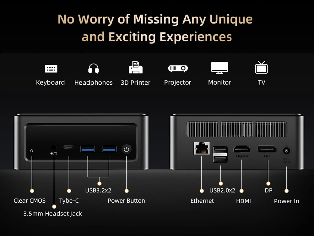 Ανακαλύψτε το BMAX B5 A Pro: Το Mini PC που θα σας Κερδίσει με AMD Ryzen 7 5825U και 16GB RAM! Connectivity options of BMAX B5 A Pro