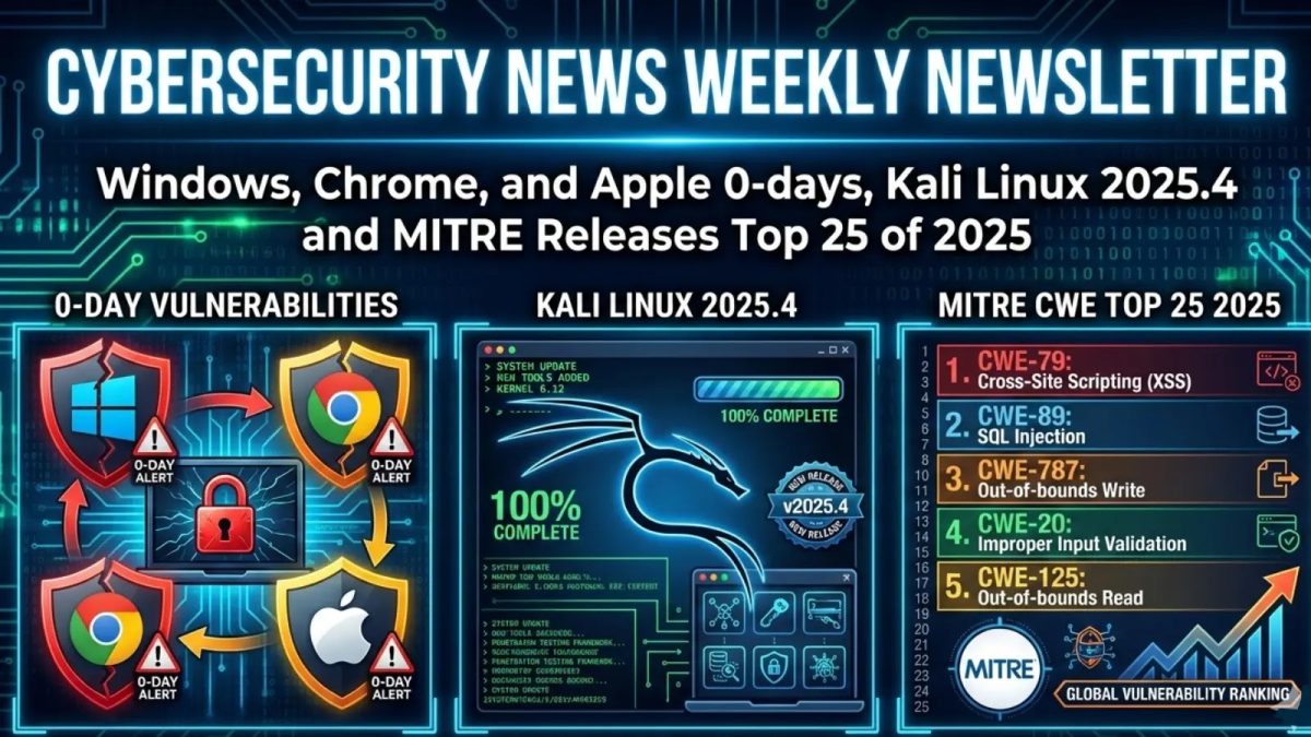 Cybersecurity News Weekly Newsletter – Windows, Chrome, and Apple 0-days, Kali Linux 2025.4, and MITRE Top 25 Cybersecurity News Weekly Newsletter – Windows, Chrome, and Apple 0-days, Kali Linux 2025.4, and MITRE Top 25