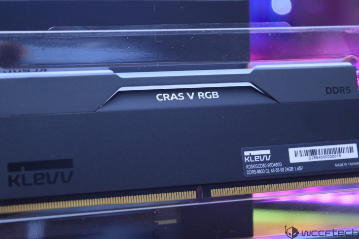 KLEVV CRAS V RGB DDR5 memory module with a capacity of 24GB and speed of DDR5-9600 CL 46-58-58 1.45V.