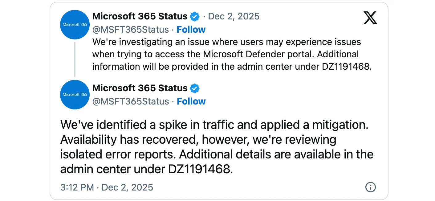 Η διακοπή της πύλης του Microsoft Defender διακόπτει τις ειδοποιήσεις κυνηγιού απειλών Διακοπή πύλης Defender XDR