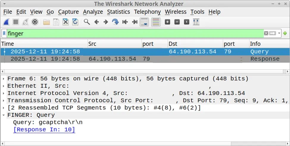 Εύρεση επισκεψιμότητας με τα δάχτυλα χρησιμοποιώντας το φίλτρο δακτύλων στο Wireshark (Πηγή - Internet Storm Center)