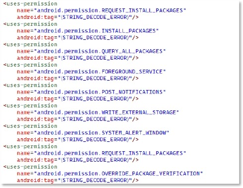 Δήλωση άδειας υψηλού κινδύνου στο Main Application Manifest (Πηγή - Cyfirma)