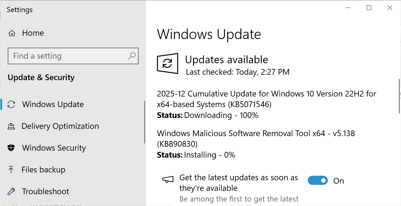 Η Microsoft κυκλοφορεί την εκτεταμένη ενημέρωση ασφαλείας των Windows 10 KB5071546 Ενημερωμένη έκδοση των Windows 10 KB5071546