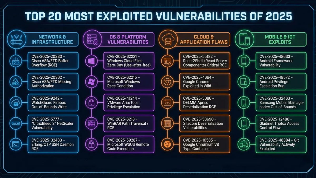 Top 20 Most Exploited Vulnerabilities of 2025 Top 20 Most Exploited Vulnerabilities of 2025