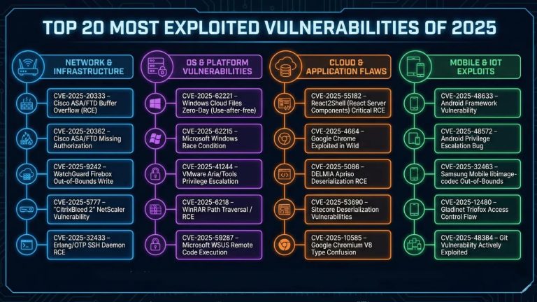 Top 20 Most Exploited Vulnerabilities of 2025