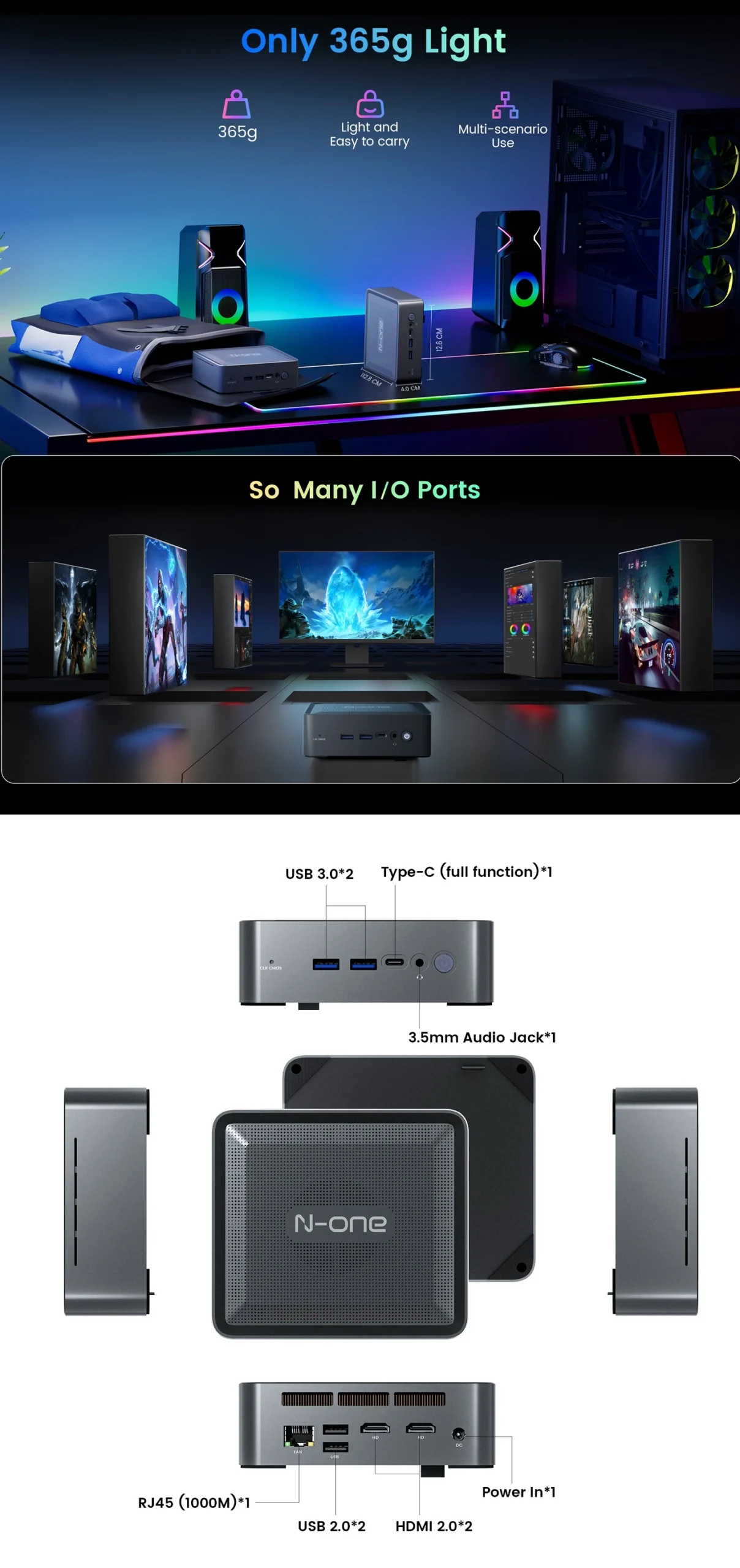 🔝 Απίστευτο! N-ONE NPC Air Mini PC: Η Μικρή Δύναμη που Χρειάζεσαι σε Μέγεθος Παλάμης! 🖥️ N-ONE NPC Air Mini PC AMD Ryzen 7 5800U Ports