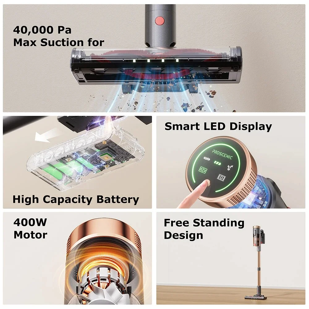 Ανακαλύψτε τη Proscenic P11 Ultra: Απίθανη ασύρματη σκούπα με 40kPa απορροφητικότητα και LED φωτισμό μόλις στα 81.8€! Proscenic P11 Ultra Features