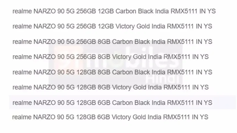 Realme Narzo 90 Specs