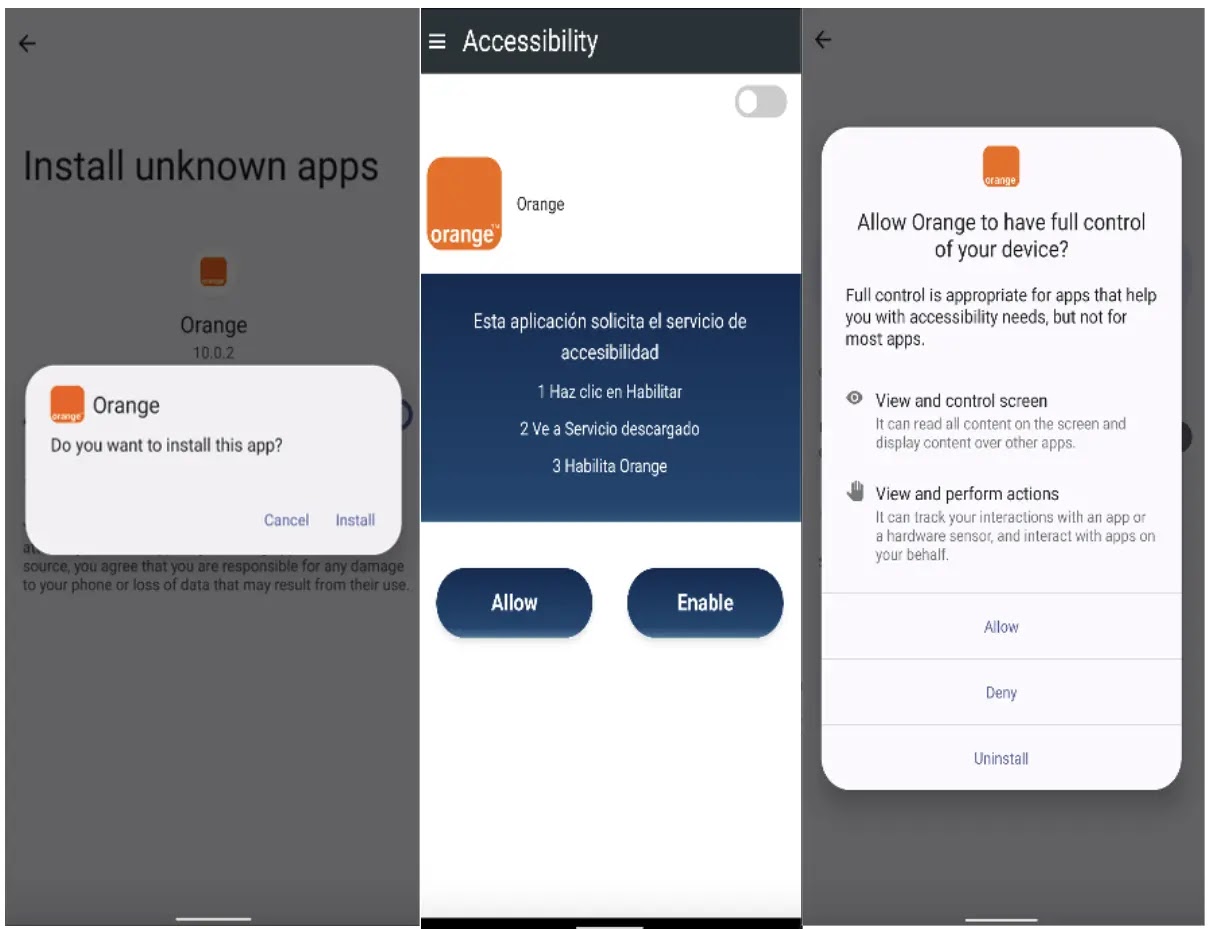 Αίτημα για υπηρεσίες προσβασιμότητας για απάτη (Πηγή - Zimperium)