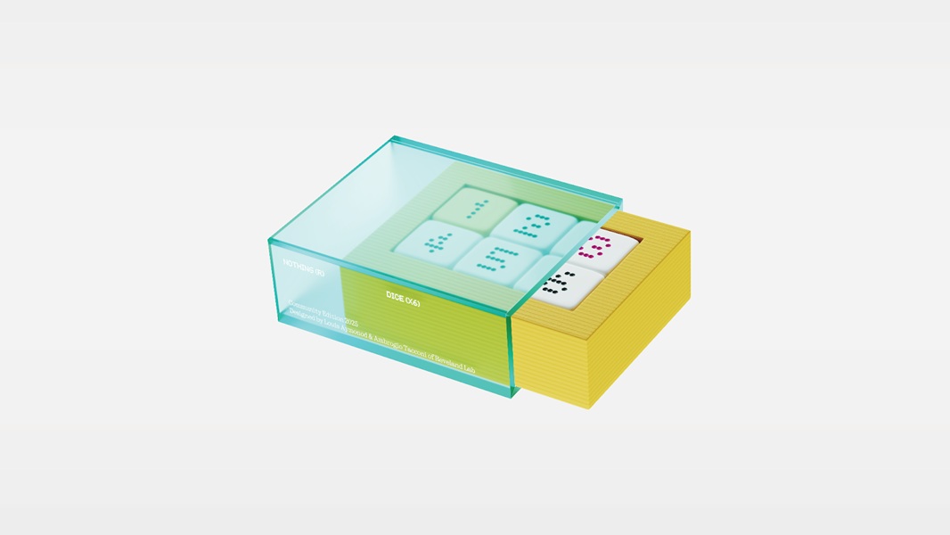 Το Nothing's Phone 3a Community Edition συνδυάζεται με ένα αξεσουάρ: ζάρια, το οποίο διαθέτει την κλασική γραμματοσειρά της εταιρείας για τους αριθμούς.