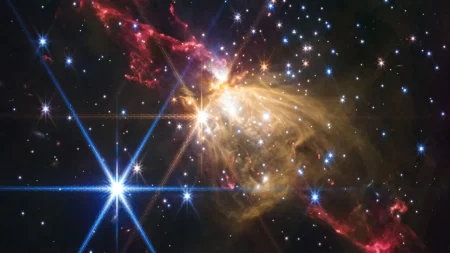 Το τεράστιο νεογέννητο αστέρι εκτοξεύει δύο πίδακες πλάσματος ταυτόχρονα