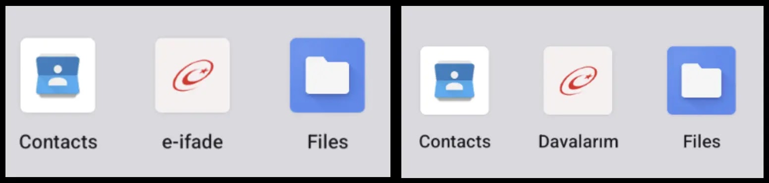 Το εικονίδιο της εφαρμογής πριν (αριστερά) και μετά την εκκίνηση (δεξιά) (Πηγή - Securelist)