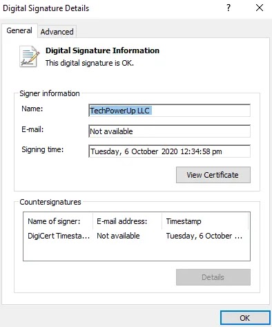 Πιστοποιητικό υπογεγραμμένο από τον οδηγό ThrottleStop (Πηγή - Acronis)