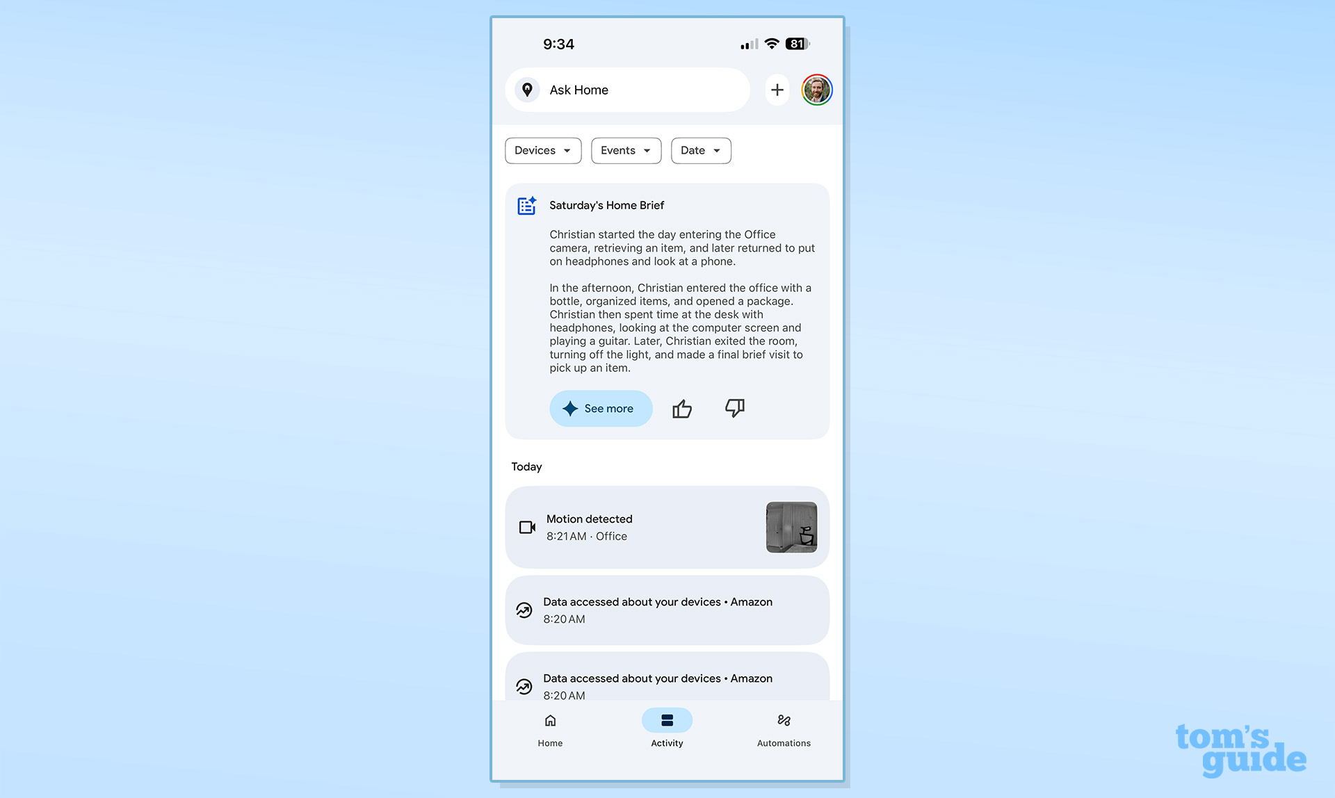 Απίστευτος Έλεγχος Σπιτιού: Ανακαλύψαμε την Google Nest Cam Indoor (Wired, 3ης Γενιάς) - Ιδού τι βρήκαμε! Screenshot of the Google Nest Doorbell (wired, 3rd gen) app