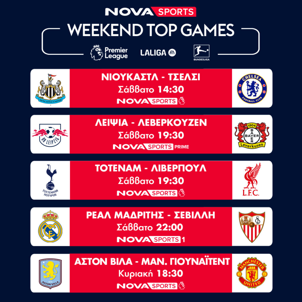 «Ανατροπές και Θρίαμβοι: Δείτε τα Μεγαλύτερα Ντέρμπι και Τροπαιά στη Nova - ΠΑΟΚ – Παναθηναϊκός, Τότεναμ – Λίβερπουλ και Πολλά Άλλα!» WEEKEND GAMES 20 21 12 1080 X 1080