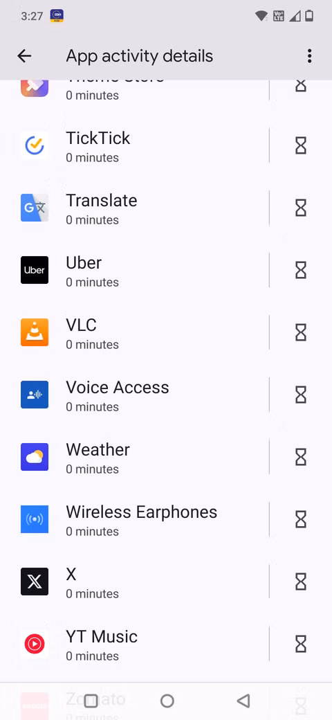 Στιγμιότυπο οθόνης που δείχνει τις εφαρμογές κάτω από τις λεπτομέρειες δραστηριότητας εφαρμογών