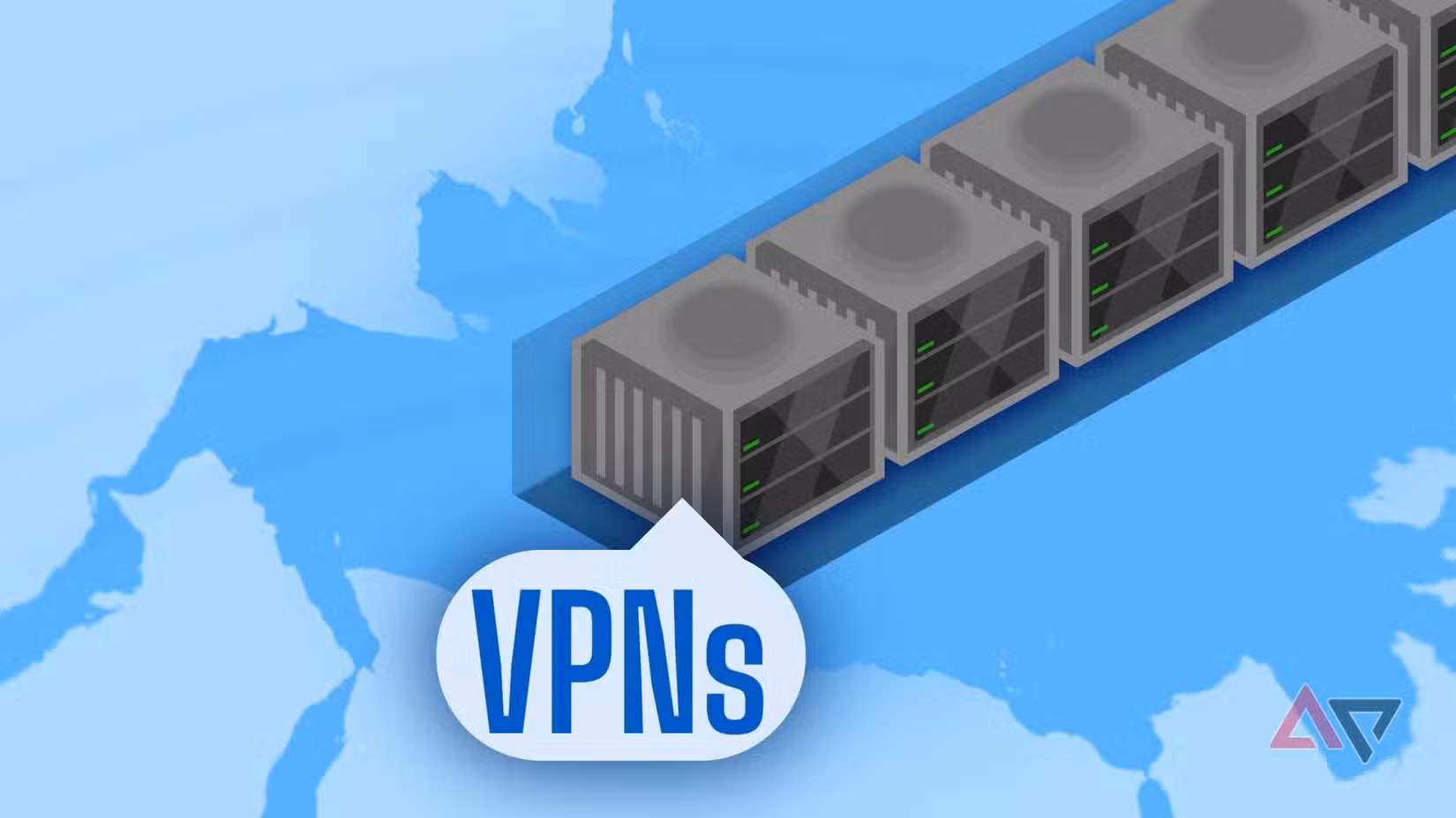 Το κρυφό κόλπο NordVPN που οι περισσότεροι χρήστες Android δεν παρατηρούν ποτέ κινούμενα σχέδια διακομιστών vpn με την ετικέτα VPN σε μια φούσκα συνομιλίας επικολλημένη σε ανοιχτό και μεσαίο μπλε φόντο