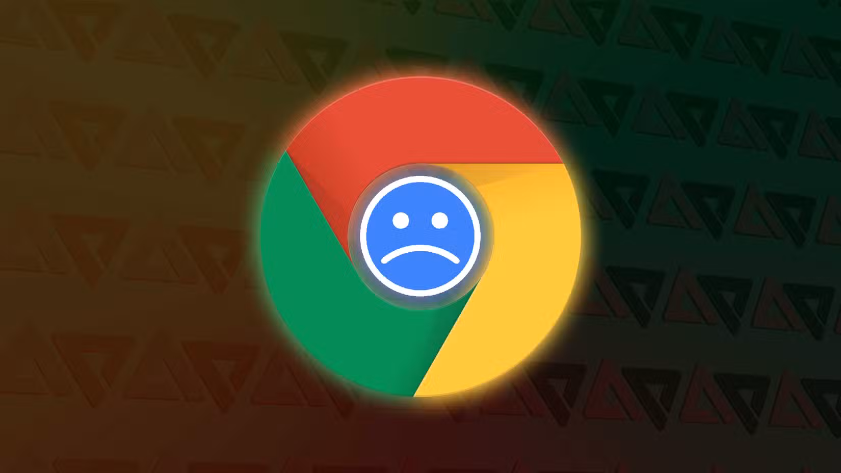 Μια εικόνα του λογότυπου του Google Chrome με ένα συνοφρυωμένο πρόσωπο.