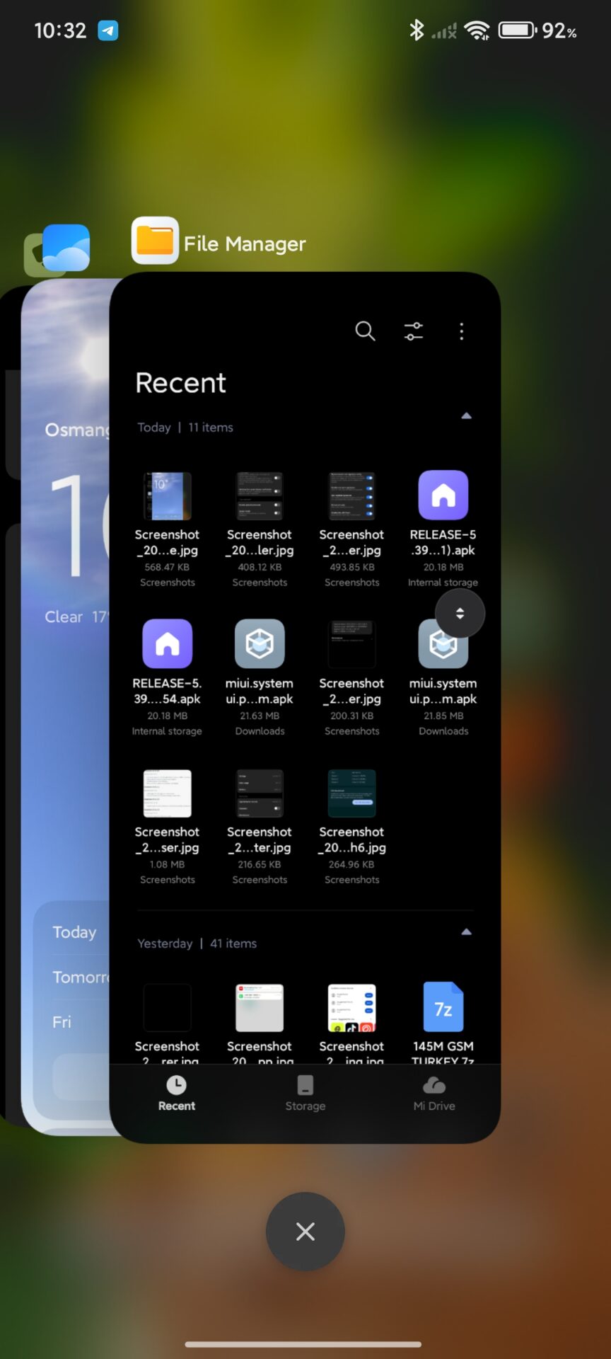 Πρόσφατες εφαρμογές στυλ iOS HyperOS 1