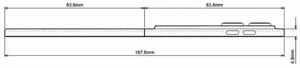 Νέα CAD Renders για το iPhone Fold αποκαλύπτουν ένα απροσδόκητο σχέδιο οκλαδόν Ένα τεχνικό διάγραμμα που δείχνει ένα πλευρικό προφίλ ενός smartphone με διαστάσεις που αναφέρονται ως 83,8 mm, 167,6 mm και 4,9 mm.