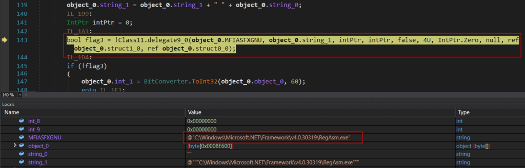 Έγχυση ωφέλιμου φορτίου στο RegAsm.exe
