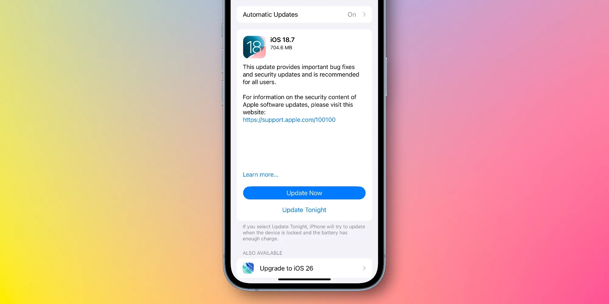 Το iOS 26.1 είναι πλέον η προτεινόμενη ενημέρωση της Apple για χρήστες που εξακολουθούν να χρησιμοποιούν iOS 18