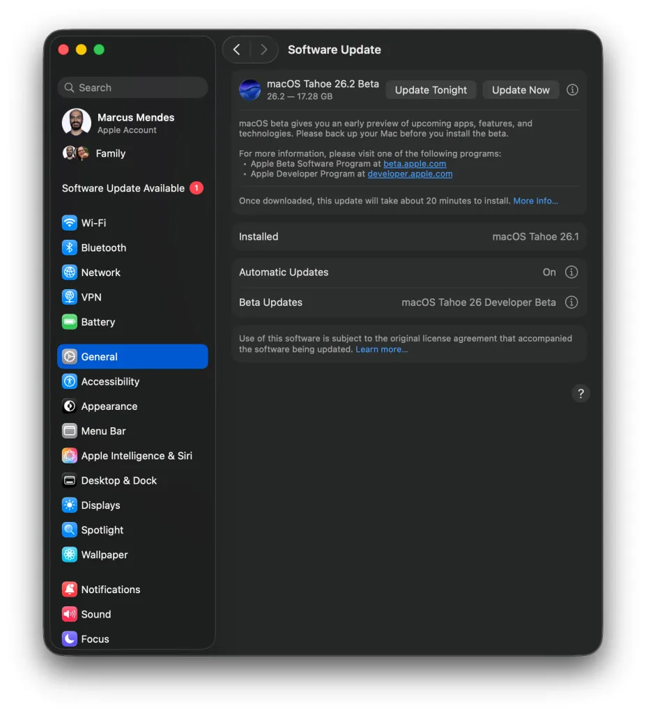 Το macOS Tahoe 26.2 beta 4 κυκλοφορεί στους προγραμματιστές