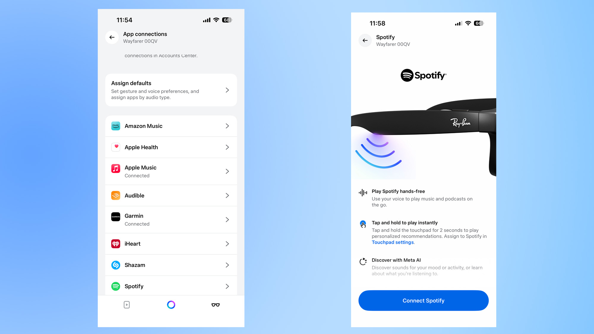 Συνδέσεις εφαρμογών Ray-Ban Meta